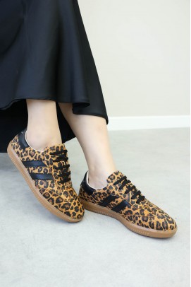 Hakiki Deri Leopar Kadın Casual Ayakkabı 182ZA2324