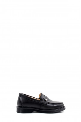 Hakiki Deri Siyah Unisex Çocuk Casual Ayakkabı 446XCA560