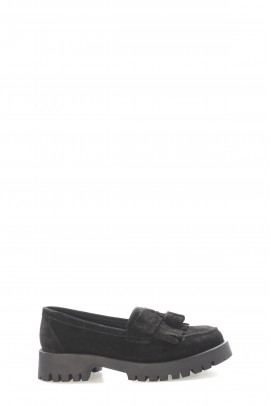 Hakiki Deri Black Suede Kadın Casual Ayakkabı 581ZA2840