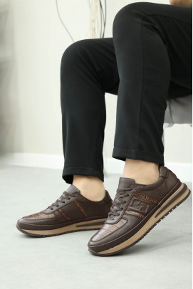 Hakiki Deri Brown Croco Erkek Casual Ayakkabı 600MA325