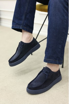 Hakiki Deri Navy Blue Suede Erkek Casual Ayakkabı 628MA2024