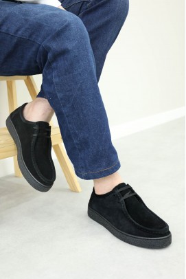 Hakiki Deri Black Suede Erkek Casual Ayakkabı 628MA2024