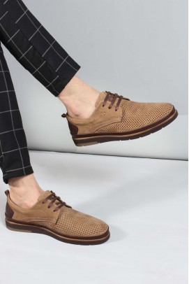 Hakiki Deri Sand Nubuck Brown Erkek Casual Ayakkabı 711MA202-2291