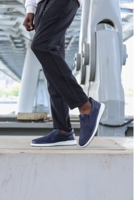 Hakiki Deri Lacivert Erkek Casual Ayakkabı 711MA440-4041