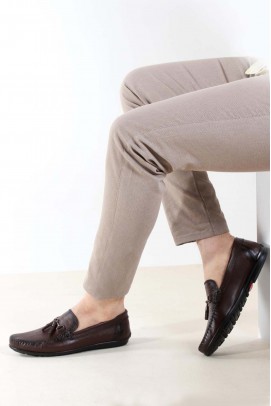 Hakiki Deri Kahve Erkek Loafer Ayakkabı 783MA61