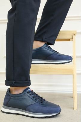 Hakiki Deri Ortopedik Navy Blue Erkek Casual Ayakkabı 815MA5505-1