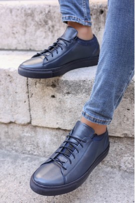 Hakiki Deri Navy Blue Erkek Casual Ayakkabı 819MA2315