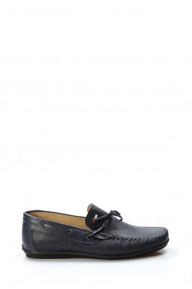 Hakiki Deri Navy Blue Erkek Loafer Ayakkabı 628MA01