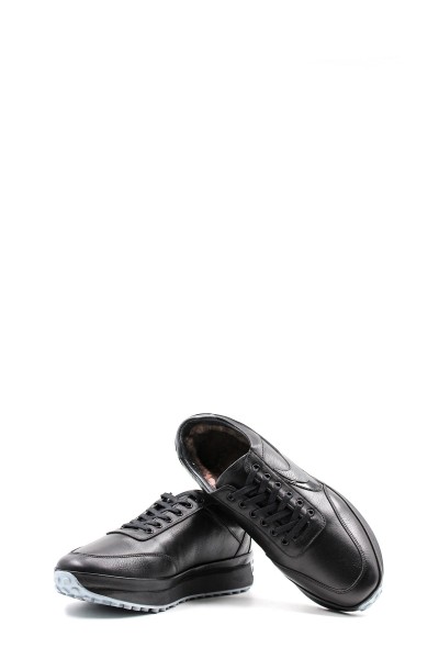 Hakiki Deri Kürklü Siyah Erkek Casual Ayakkabı 722KMA815   