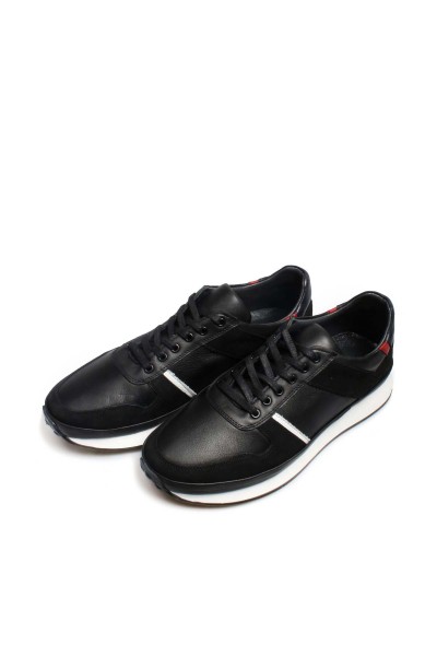 Hakiki Deri Siyah Erkek Sneaker Ayakkabı 856MA2314    