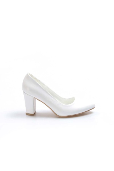 Beyaz Kadın Kalın Topuklu Ayakkabı 917ZA850     