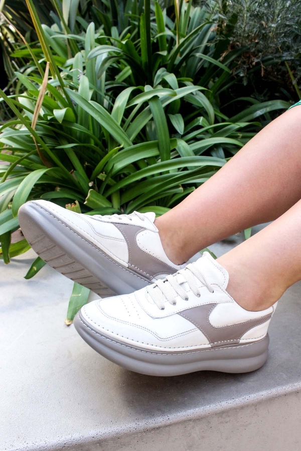 Hakiki Deri Bej Kadin Casual Ayakkabi 409ZA3051    