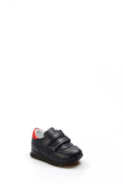 Hakiki Deri Lacivert Kırmızı Bebek Casual Ayakkabı 006BA900    