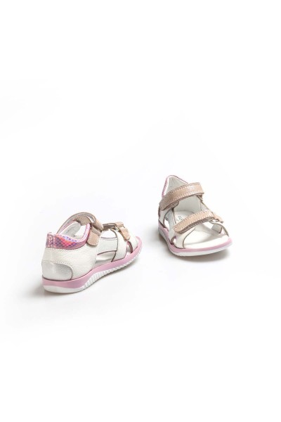 Hakiki Deri Beyaz Saten Bebek Klasik Sandalet 006BA700    