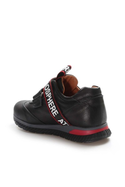 Hakiki Deri Siyah Kırmızı Unisex Çocuk Casual Ayakkabı 006XA1020    