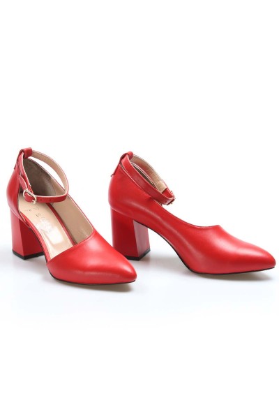Hakiki Deri Kırmızı Kadın Serisonu Ayakkabı 064ZA788    