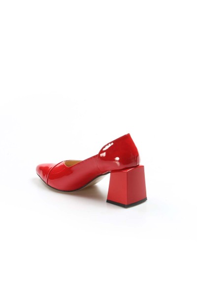 Hakiki Deri Kırmızı Rugan Kadın Serisonu Ayakkabı 064ZA793    