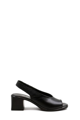 Hakiki Deri Siyah Kadin Klasik Sandalet 124ZA5018    