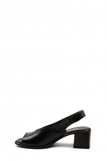 Hakiki Deri Siyah Kadin Klasik Sandalet 124ZA5018    