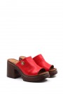 Hakiki Deri Kırmızı Kadın Klasik Sandalet 124ZA5171    