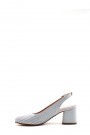 Hakiki Deri Beyaz Kadın Kalın Topuklu Ayakkabı 129ZA01    