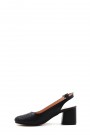 Hakiki Deri Siyah Kadın Kalın Topuklu Ayakkabı 129ZA01    