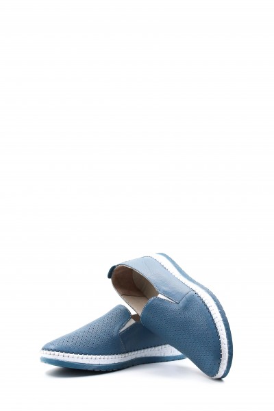 Hakiki Deri Kot Mavi Kadın Casual Ayakkabı 139ZA600-1    
