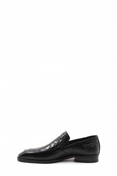 Hakiki Deri Siyah Kroko Erkek Klasik Ayakkabı 144MA3020    