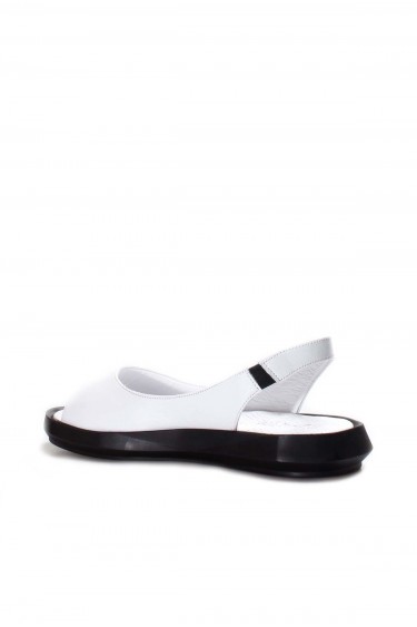 Hakiki Deri Beyaz Kadın Klasik Sandalet 407ZA5002    