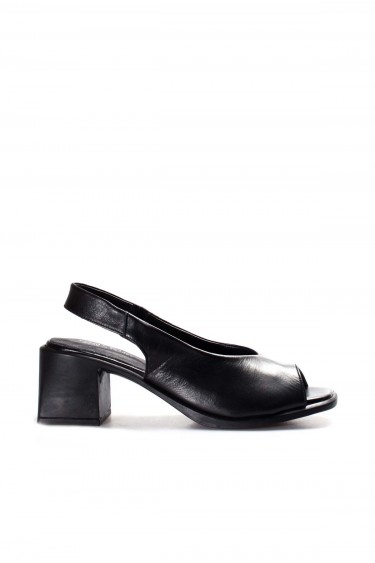 Hakiki Deri Siyah Kadın Topuklu Sandalet 407ZA5018    