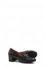 Hakiki Deri Siyah Kroko Kadın Dolgu Topuk Ayakkabı 411ZA245    