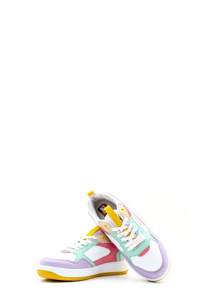 Beyaz Lila Kadın Sneaker Ayakkabı 500ZA2181     