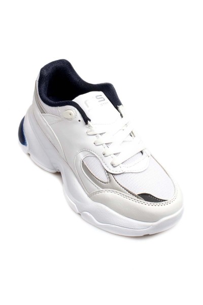 Beyaz Lacivert Kadın Sneaker Ayakkabı 500ZA7190     