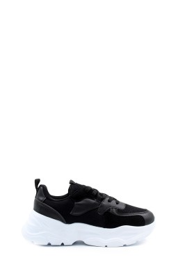 Siyah Beyaz Kadin Sneaker Ayakkabi 500ZAF7288     