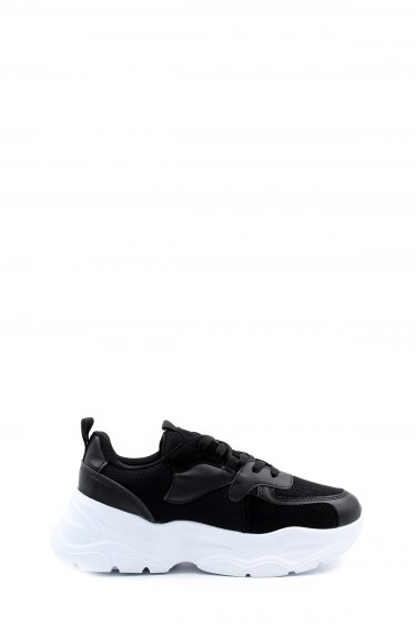 Siyah Beyaz Kadin Sneaker Ayakkabi 500ZAF7288     