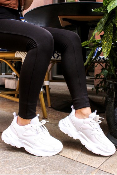 Beyaz Kadin Sneaker Ayakkabi 500ZAF7288     