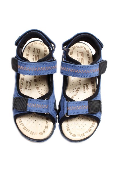 Hakiki Deri Mavi Unisex Çocuk Klasik Sandalet 574XCA1005    