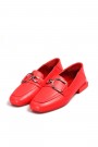 Hakiki Deri Kırmızı Kadın Babet Ayakkabı 581ZA4224    