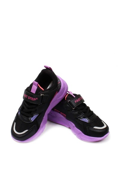 Siyah Lila Unisex Çocuk Sneaker Ayakkabı 598XCA049     