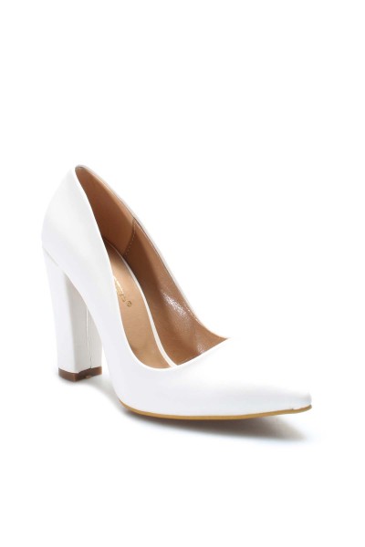 Beyaz Kadın Kalın Topuklu Ayakkabı 610ZA1801     