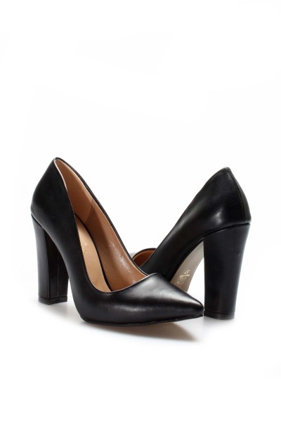 Siyah Kadın Kalın Topuklu Ayakkabı 610ZA1801     