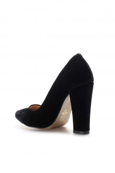 Siyah Süet Kadın Kalın Topuklu Ayakkabı 610ZA1801     