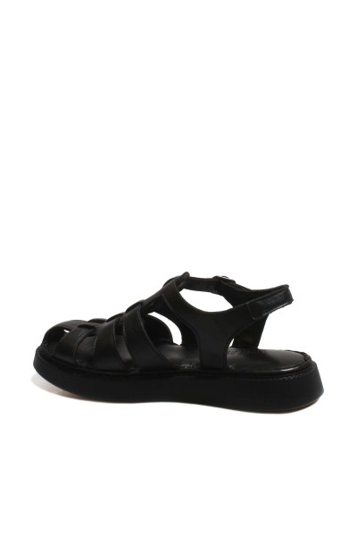 Hakiki Deri Siyah Kadın Klasik Sandalet 621ZA880    