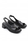Hakiki Deri Siyah Kadın Klasik Sandalet 621ZA916    