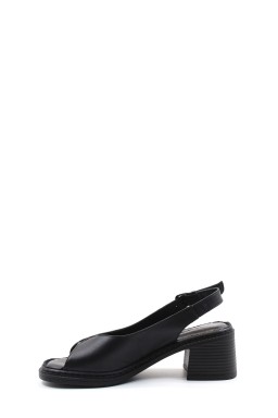 Hakiki Deri Siyah Kadin Klasik Sandalet 621ZA906    