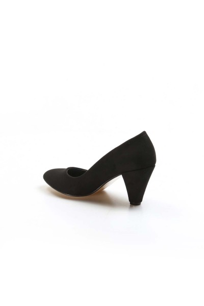 Siyah Süet Kadın Kısa Topuklu Ayakkabı 629ZA501     