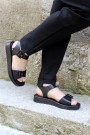 Hakiki Deri Siyah Kadın Klasik Sandalet 710ZA150    