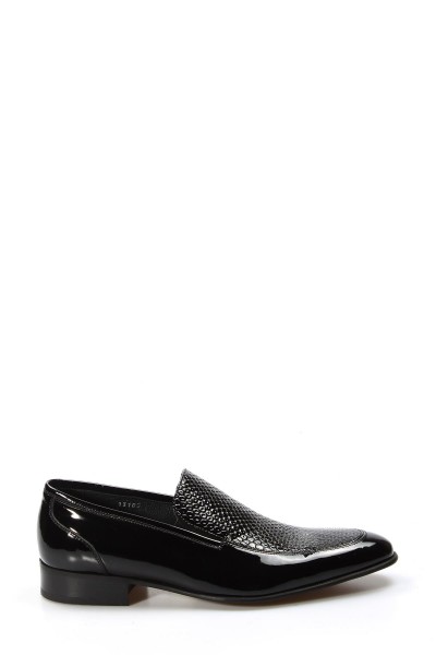 Hakiki Deri Siyah Rugan Bamba Erkek Klasik Ayakkabı 717MA659-002    