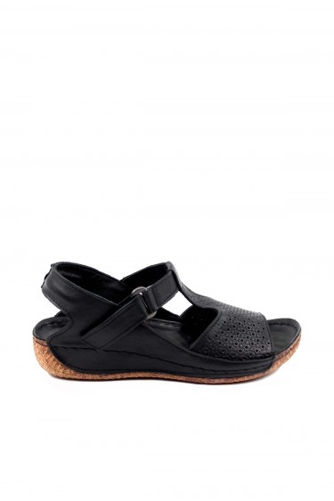 Hakiki Deri Siyah Kadin Klasik Sandalet 763ZA011    