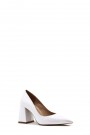 Beyaz Rugan Kadın Kalın Topuklu Ayakkabı 792ZA035-328     
